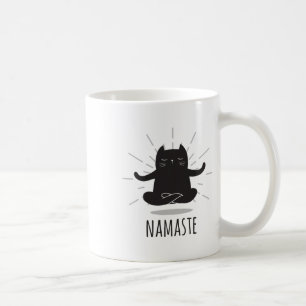 Funny Cat Namaste Yoga Poses Buddha Flower Symbol Coffee Mug