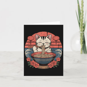 Funny Cat Noodle Graphic Tee Japanese Kawaii Anime Card