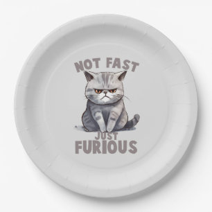 Funny Cat - Not Fast, Just Furious Paper Plate
