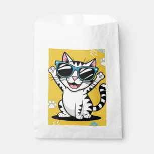 Funny Cat notebook Cartoon cat wearing sunglasses Favour Bag