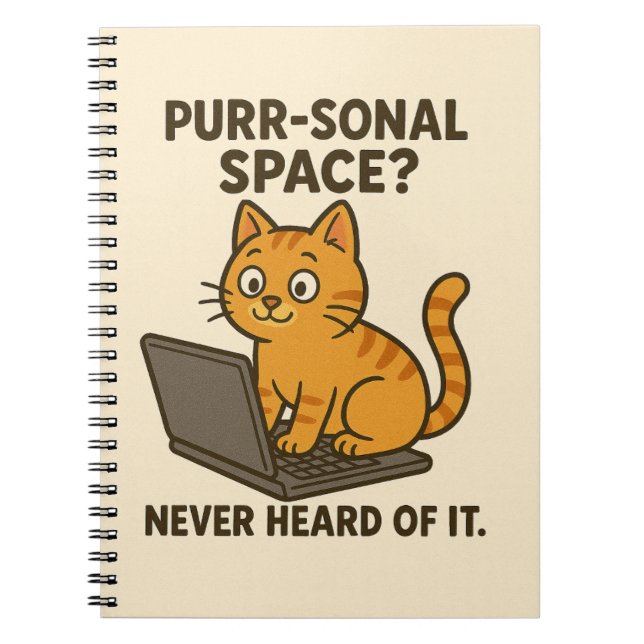 Funny Cat Notebook – “Purr-sonal Space?" (Front)