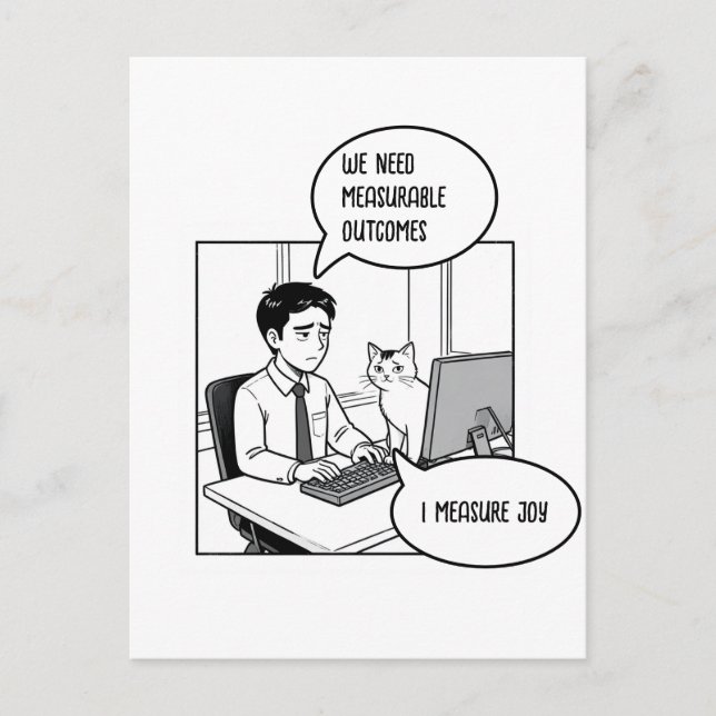 Funny Cat Office Work Humor Corporate Cartoon Postcard (Front)