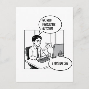 Funny Cat Office Work Humour Corporate Cartoon Postcard