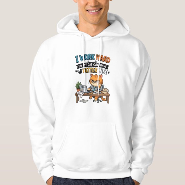 Funny Cat Office Worker Hoodie (Front)