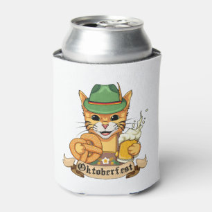 Funny Cat Oktoberfest Pretzel Tshirt Can Cooler