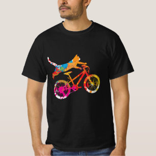 Funny cat on a bicycle in paint. T-Shirt