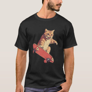 Funny Cat On A Skateboard Skateboarding T-Shirt