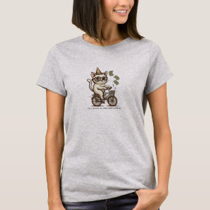 Funny Cat on Bicycle Throwing Money T-Shirt