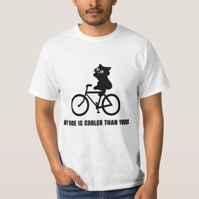 Funny Cat on Bike T-Shirt | Cool Cycling Graphic T (Front)