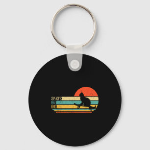 Funny Cat On Skateboard Retro Skateboarder Key Ring