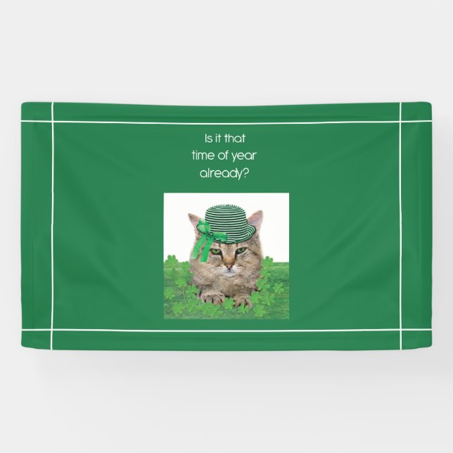 Funny Cat on St. Patrick’s Day Banner (Horizontal)