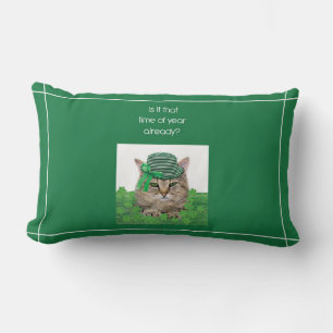 Funny Cat on St. Patrick’s Day Lumbar Cushion
