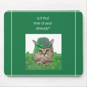 Funny Cat on St. Patrick’s Day Mouse Pad