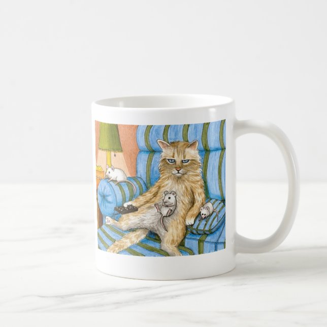 Funny Cat on the couch Cat 361 Coffee mug (Right)