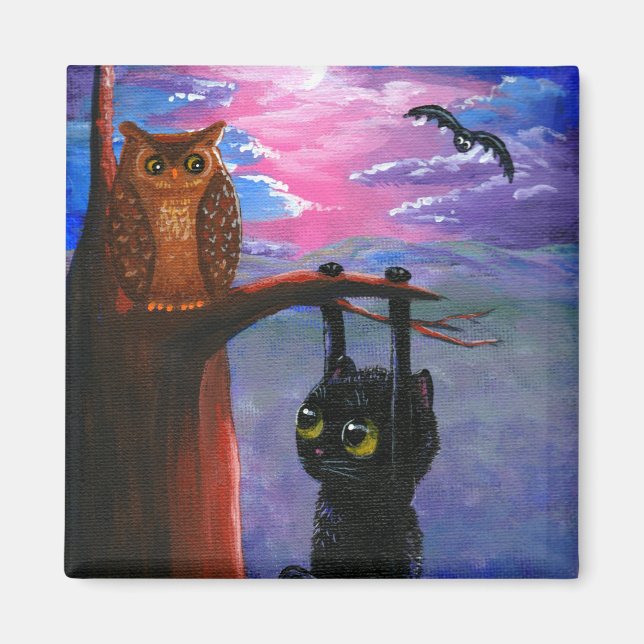 Funny Cat Owl Creationarts Magnet (Front)