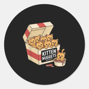 Funny Cat Owner Gift Kitten Nuggets Food Pun Women Classic Round Sticker