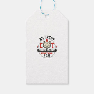 Funny Cat Owner Quote Vintage Engraving Design_1 Gift Tags