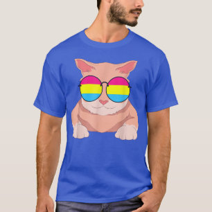 Funny Cat Panseuality Flag Sunglasses LGBT Pride P T-Shirt