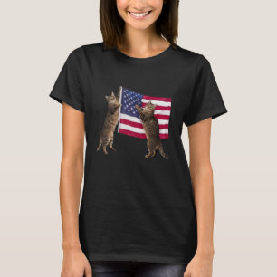 Funny Cat Patriotic 4th Of July USA American Flag T-Shirt
