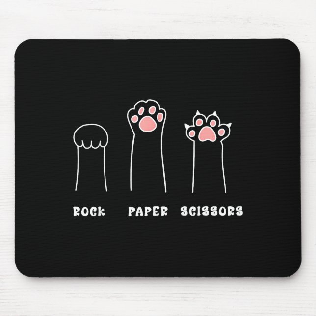 Funny cat paw meme rock paper scissors cute kitten mouse pad (Front)
