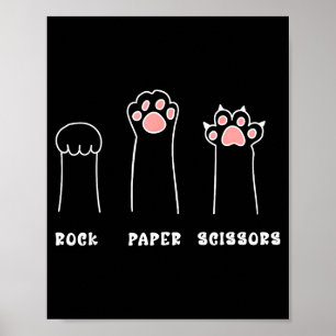 Funny cat paw meme rock paper scissors cute kitten poster
