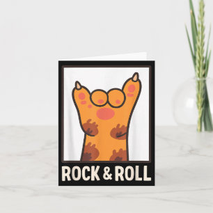 Funny Cat Paw Rock And Roll Music Lover Mum Dad Ki Card
