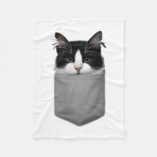 Funny Cat Peeking In Pocket Cute Cat Lover For Men Fleece Blanket