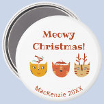 Funny Cat Personalised Christmas Magnet<br><div class="desc">A bunch of cute and fun cats in winter holiday hats and accessories to make you smile.  Change the greeting,  name and year to personalise.  Original art by Nic Squirrell.</div>