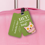 Funny Cat Personalised Luggage Tag<br><div class="desc">Add a touch of personality to your travel essentials with our adorable personalised luggage tag featuring a cute kitty illustration! Perfect for the modern, animal-loving traveller, this tag combines girly charm with a hint of humour. Crafted with a playful design in green and pink, it showcases a sassy cat that...</div>