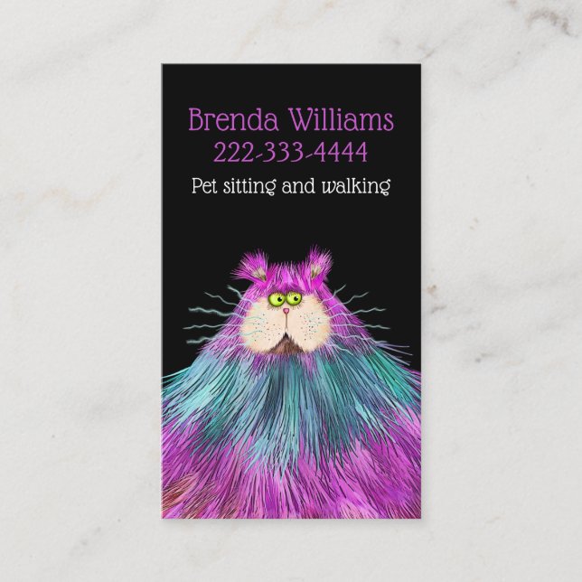 Funny Cat Pet Sitting Dog Walker  Business Card (Front)