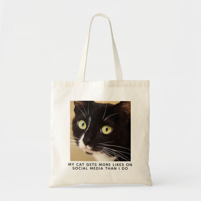 Funny Cat Photo Personalised Tote Bag (Front)