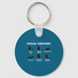 Funny Cat Physical Therapurry Puns Calisthenics Key Ring