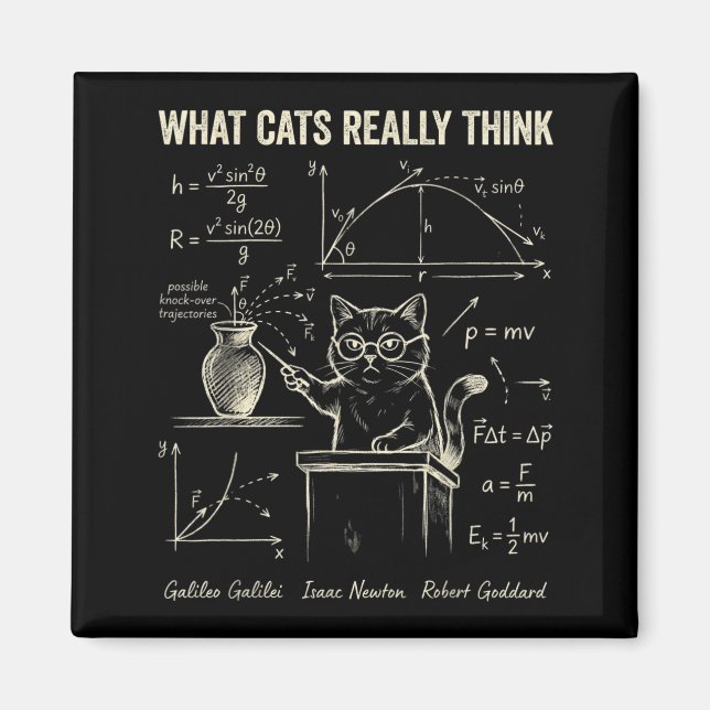 Funny Cat Physics Humour What Cats Think for Men Magnet (Front)
