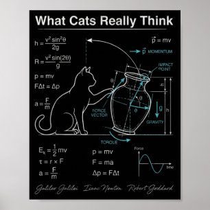 Funny Cat Physics Humour What Cats Think for Men Poster