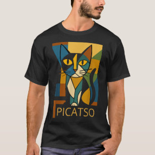 Funny Cat Picatso - Cubism Art Style- Vintage Desi T-Shirt