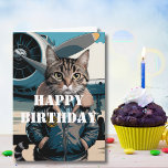 Funny Cat Pilot & Aeroplane, Cool Aviation Birthda Card<br><div class="desc">Take birthdays to new heights with this funny and high-flying card! Featuring a cool cat dressed in a leather pilot jacket with an aeroplane in the background, this aviation-themed birthday card is the purr-fect way to celebrate anyone who loves planes, cats, or a bit of sarcastic humour. The inside message...</div>