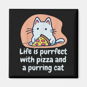Funny Cat Pizza Lover Kitten Cute Cat Hilarious Qu Magnet