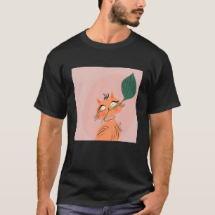  Funny Cat Plant Leaf Cartoon  T-Shirt