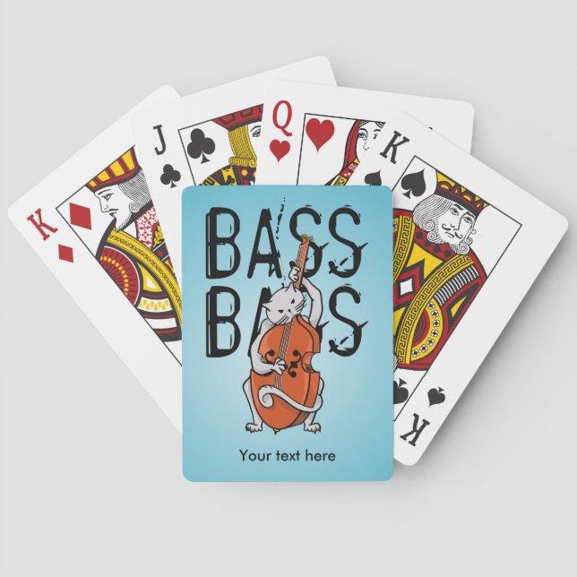 Funny Cat Playing a Double Bass Cards (Back)