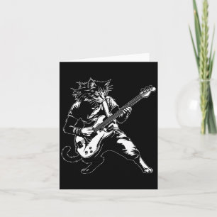 Funny Cat Playing B Guitar Rock Music Lover Musici Card