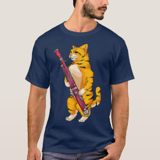 Funny Cat Playing Bassoon  Cool Animal Lover T-Shirt
