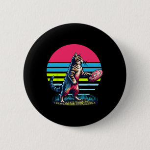 Funny Cat Playing Disc Golf. Disc Golf And Cats Lo 6 Cm Round Badge