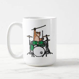 Funny Cat Playing Drums, Cat Drummer, Drummer Gift Coffee Mug