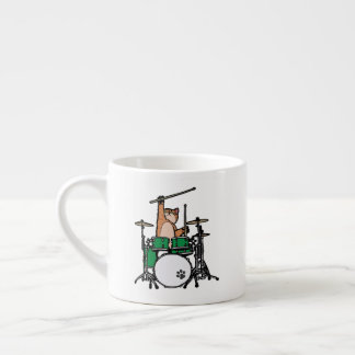 Funny Cat Playing Drums, Cat Drummer, Drummer Gift Espresso Cup