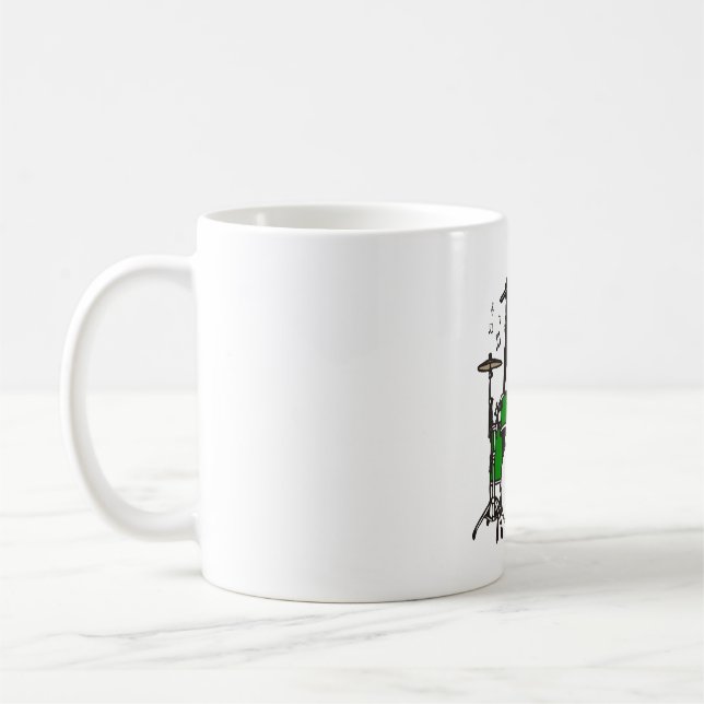 Funny Cat Playing Drums Coffee Mug (Left)