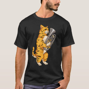 Funny Cat Playing Euphonium Cool Love Animal Music T-Shirt