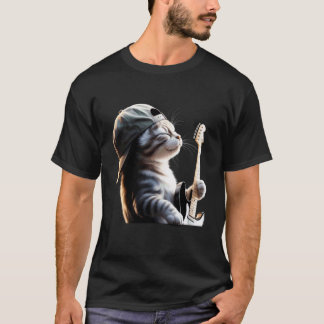 Funny Cat Playing Guitar Electric Acoustic for Men T-Shirt