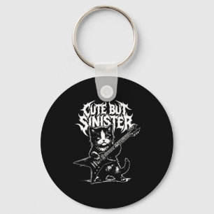 Funny cat playing guitar guitarist rock and roll  key ring