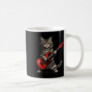 Funny cat playing guitar rock and roll men women coffee mug