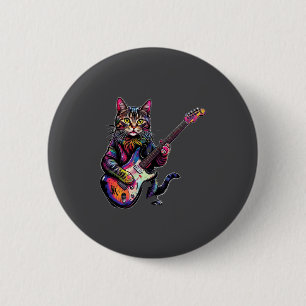 Funny Cat Playing Guitar Rock And Roll Men Women K 6 Cm Round Badge